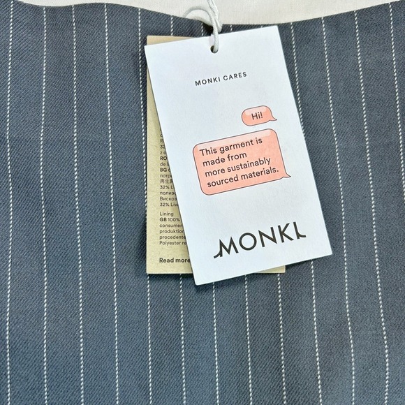 NWT Women Striped Grey Mini Skirt Blair Waldorf Monki US Sz-8 Casual Going Out - Picture 5 of 10